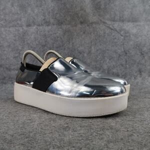 DKNY Shoes Womens 6.5 Fashion Sneakers Slip On Casual Metallic Silver Platform